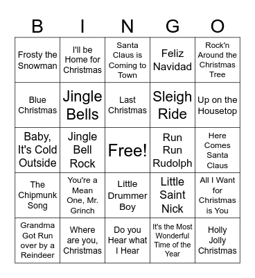 Christmas Music Bingo Card