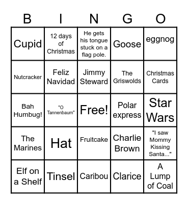 Holiday Trivia Bingo Card
