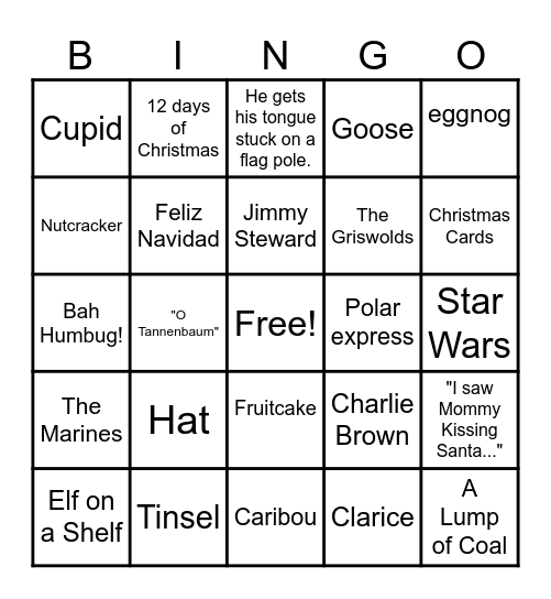 Holiday Trivia Bingo Card