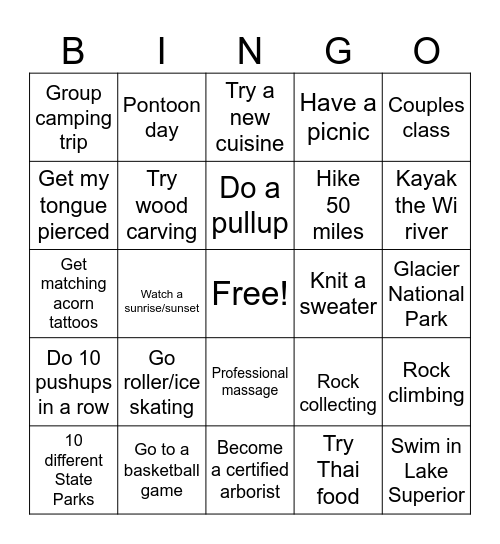 2025 Goals and Ambitions Bingo Card