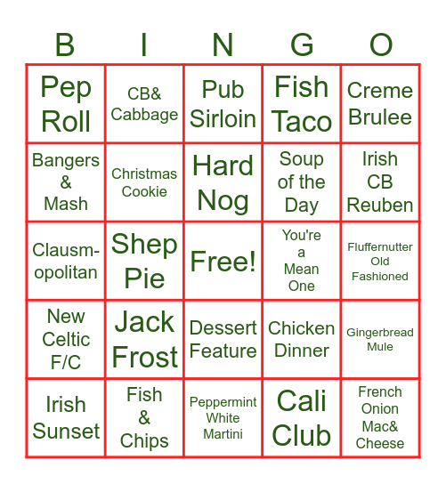 Server Bingo Card