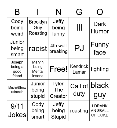 SML Bingo Card