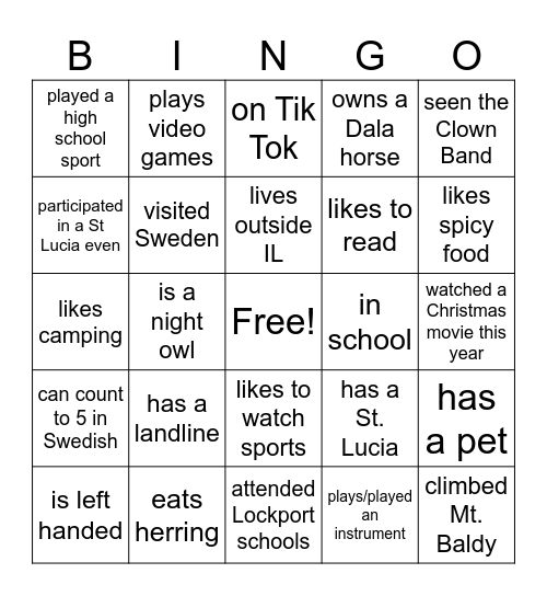 Lif Reunion Bingo Card