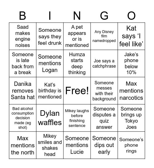 Christmas Quizgo Bingo Card