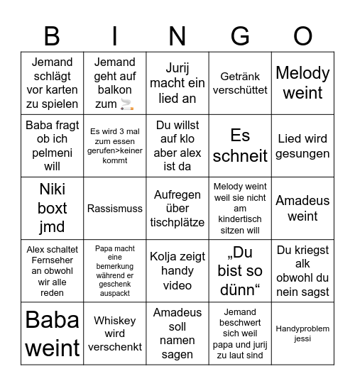 Weihnachtsbingo Card