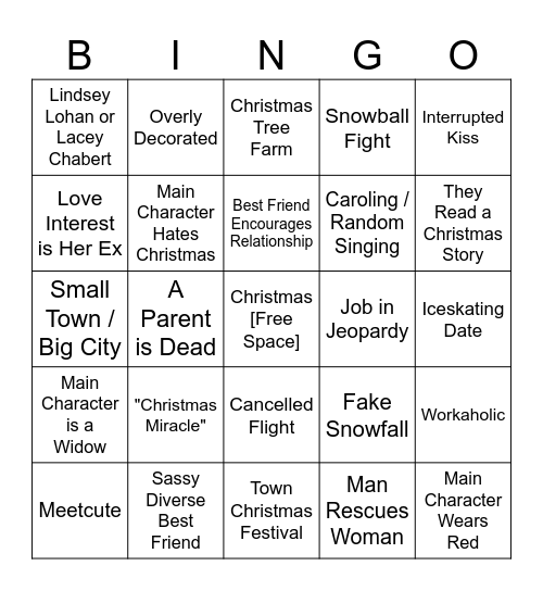 Hallmark Xmas Bingo Card