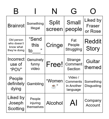Instagram Reels Bingo Card