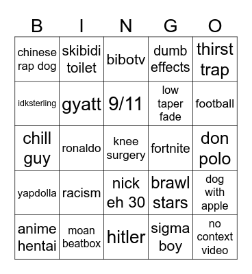 ig reel Bingo Card