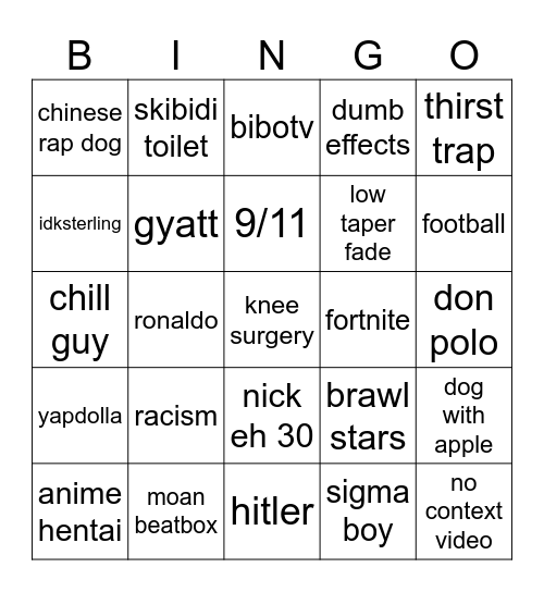 ig reel Bingo Card