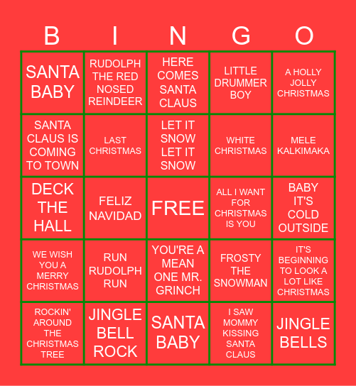 CHRISTMAS CAROLS Bingo Card