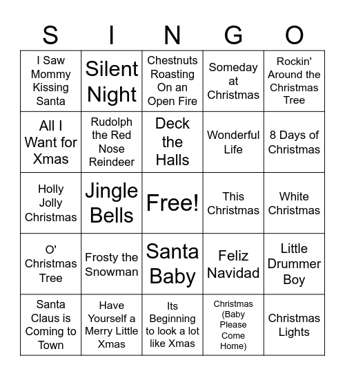 Xmas Bingo Card