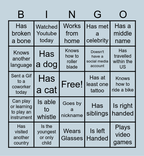 Team Bingo Card