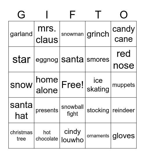 CHRISTMAS-O Bingo Card