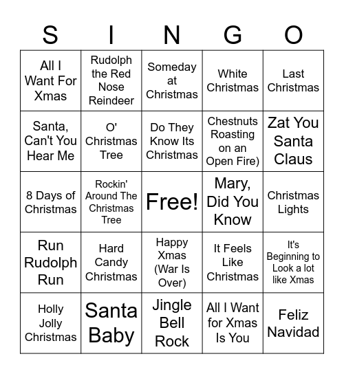 XMAS Bingo Card