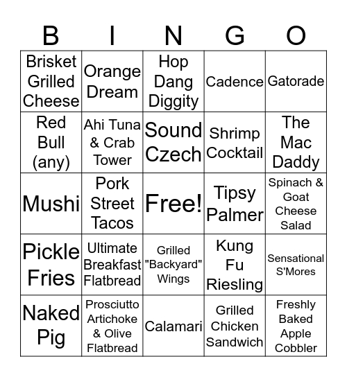 Topgolf Bingo Card