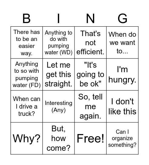 Work Bingo Card