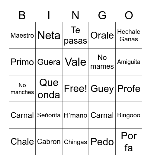 Mexico! Bingo Card