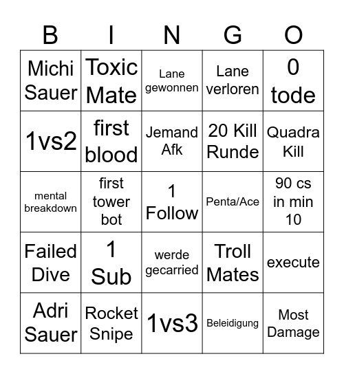 Ganzlings Valorant Bingo Card