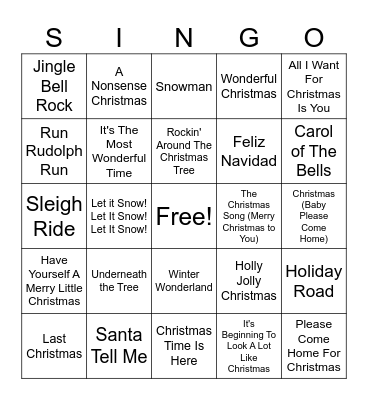 Singo Bingo Card