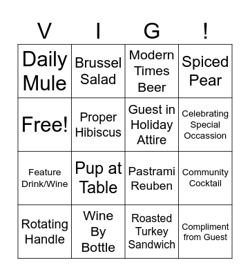 VIG Bingo Card