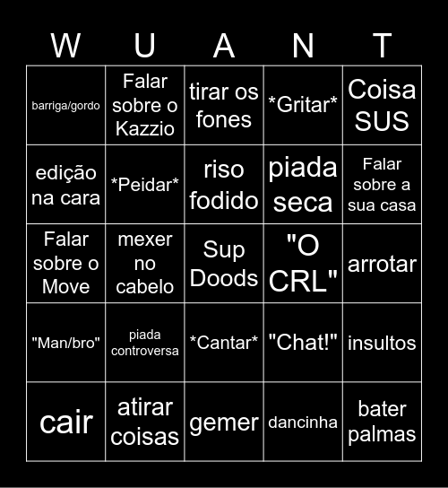 WUANT Bingo Card