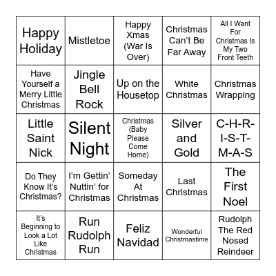 Christmas Songs Bingo Card