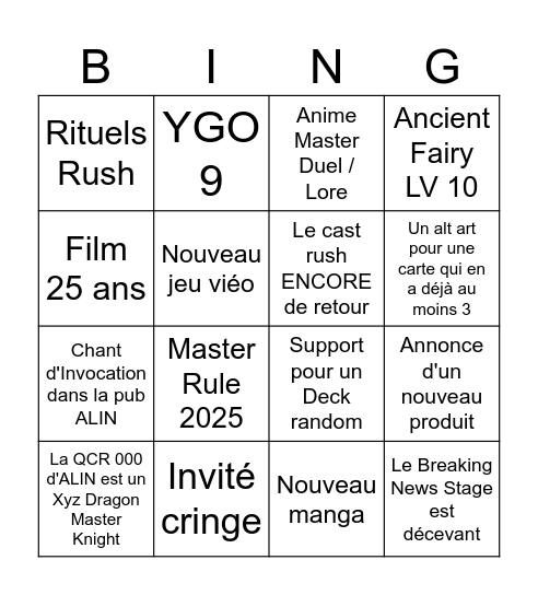 Bingo YGO Jump Festa 2025 Bingo Card