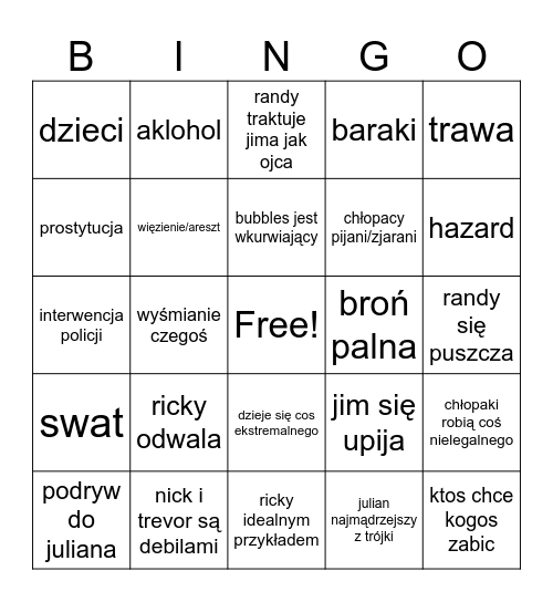chłopaki z baraków bingo Card