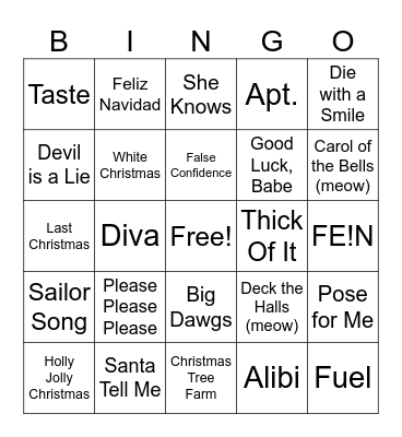 Maplewood Christmas Music Bingo Card