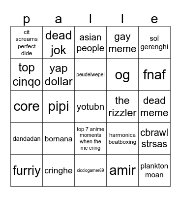 ìpale Bingo Card
