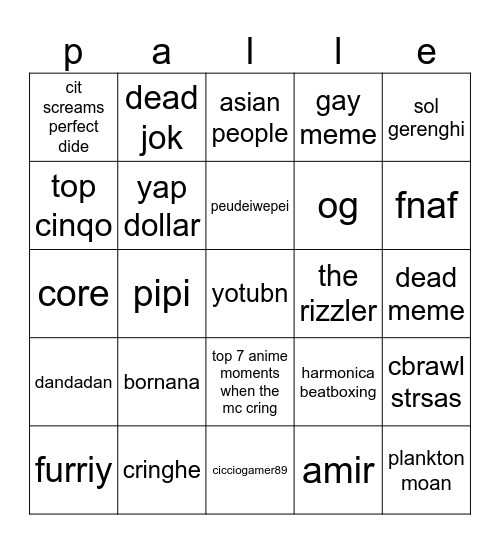 ìpale Bingo Card