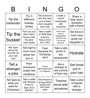 Tinsel & Tinis '24 Bingo Card