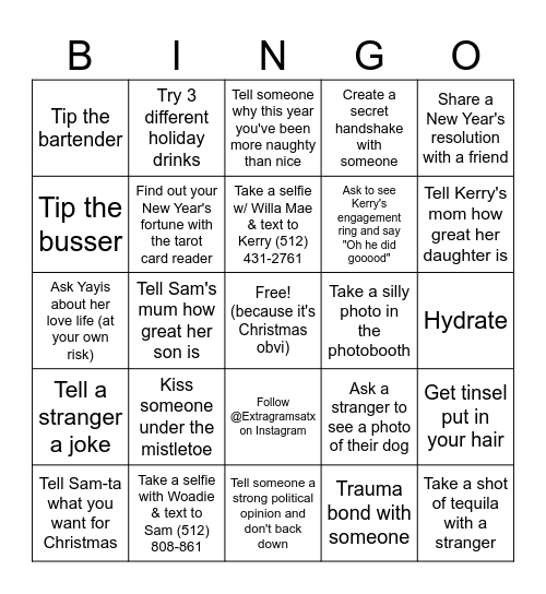 Tinsel & Tinis '24 Bingo Card