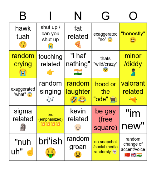lucas bingo (UPD. Dec20 24) Bingo Card