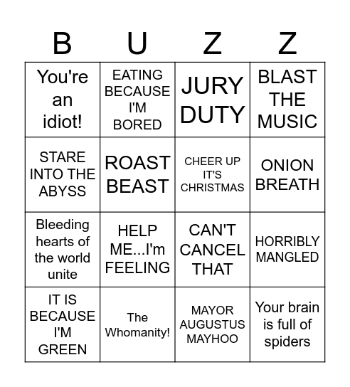 GRINCHMAS BINGOISH Bingo Card