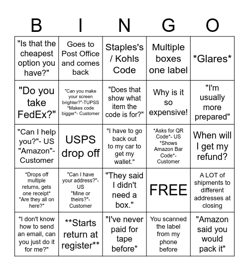 The UPS Store 7173 Bingo Card