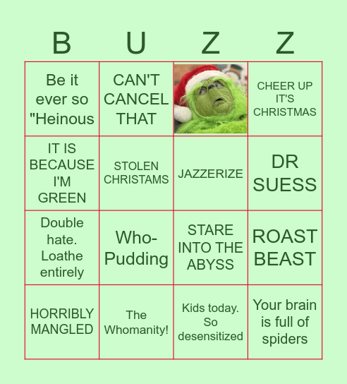 GRINCHMAS BUZZINGO Bingo Card