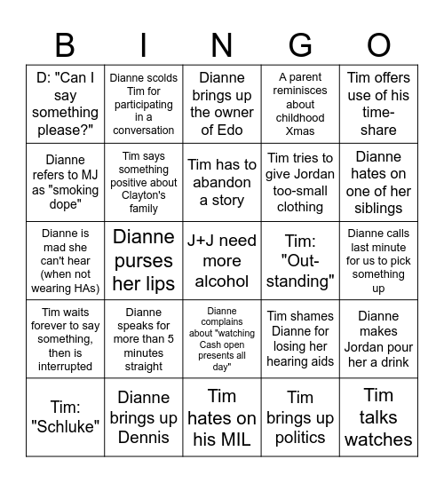 A Nakaska Christmas Bingo Card