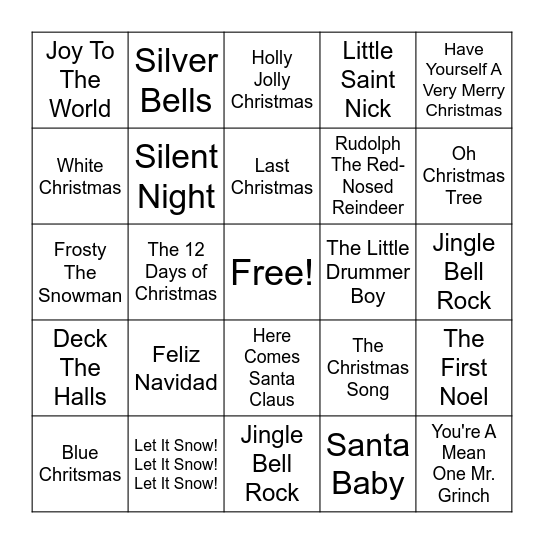 Holiday Bingo Card