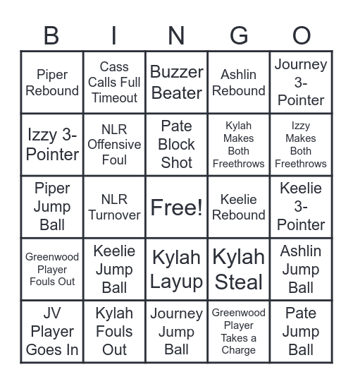 Lady Bulldogs Bingo Card