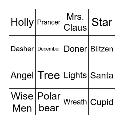 Christmas Bingo Card