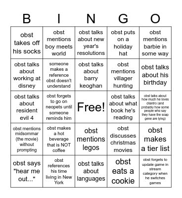 Obstmas Bingo Card