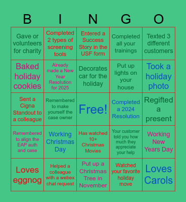 Holiday Bingo ~ Dec 20th - Jan 3rd Bingo Card
