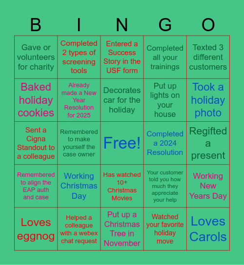 Holiday Bingo ~ Dec 20th - Jan 3rd Bingo Card