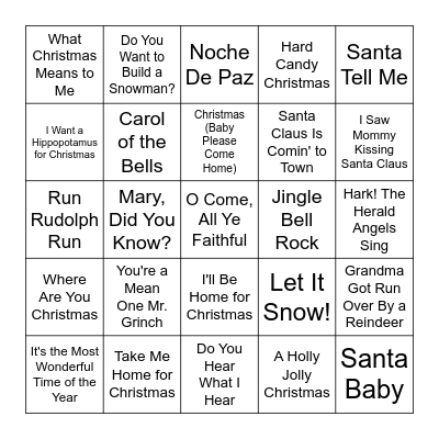 Christmas Time Bingo Card