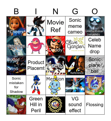 Sonic 3 Bingo Card