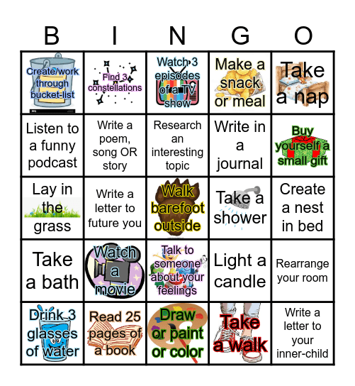 Self-care Bingo Card