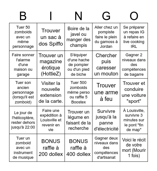 BINGO PZ Bingo Card