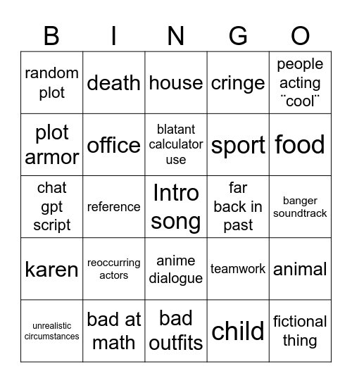 MSM bingo Card