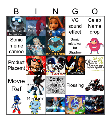 Sonic 3 Bingo Card